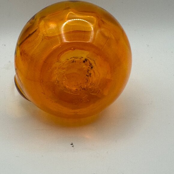 Unbranded hand blown orange with clear handle 3.5” miniature glass pitcher - Picture 3 of 5